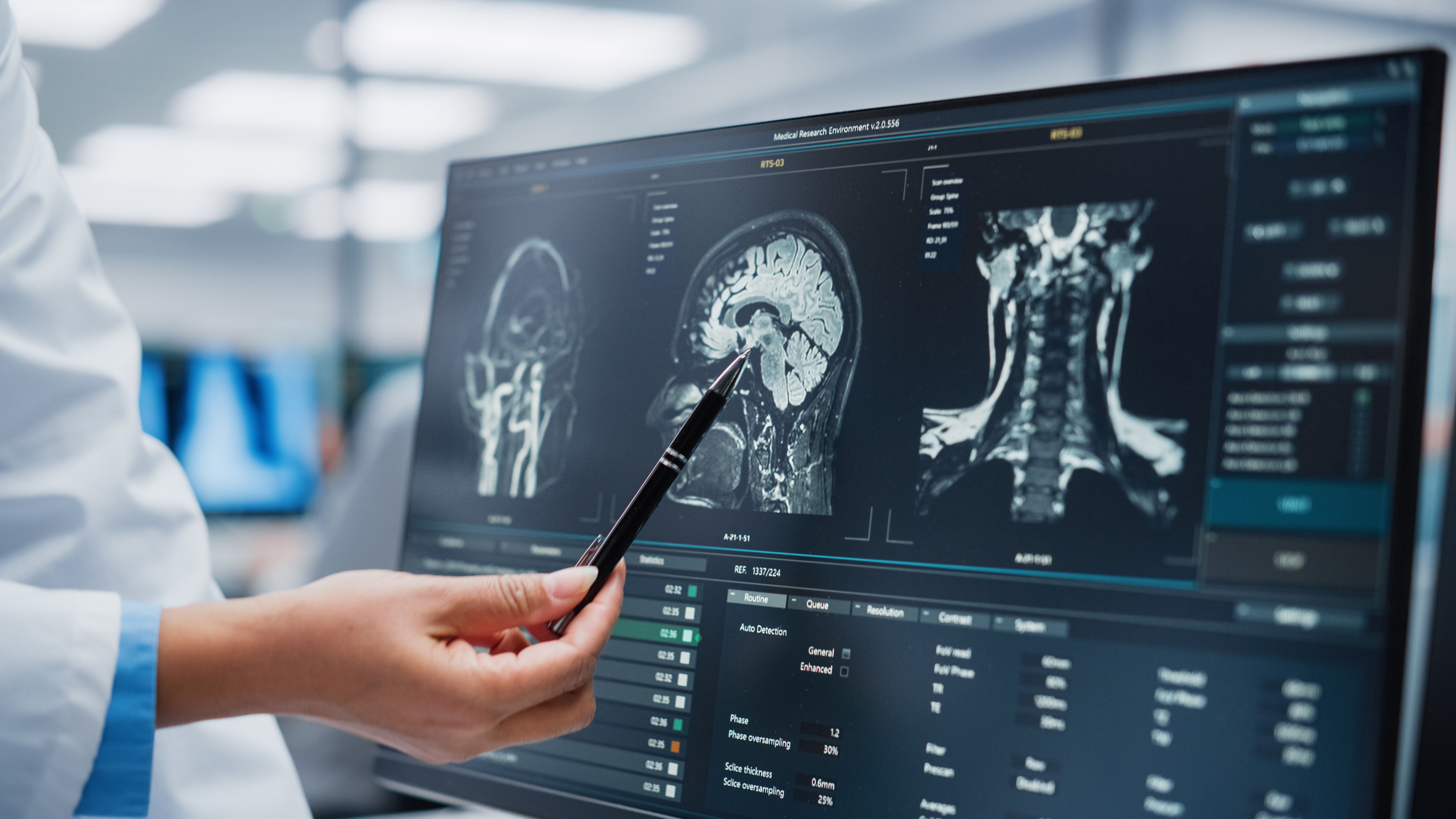 Medical Professional Observing a CT Scan