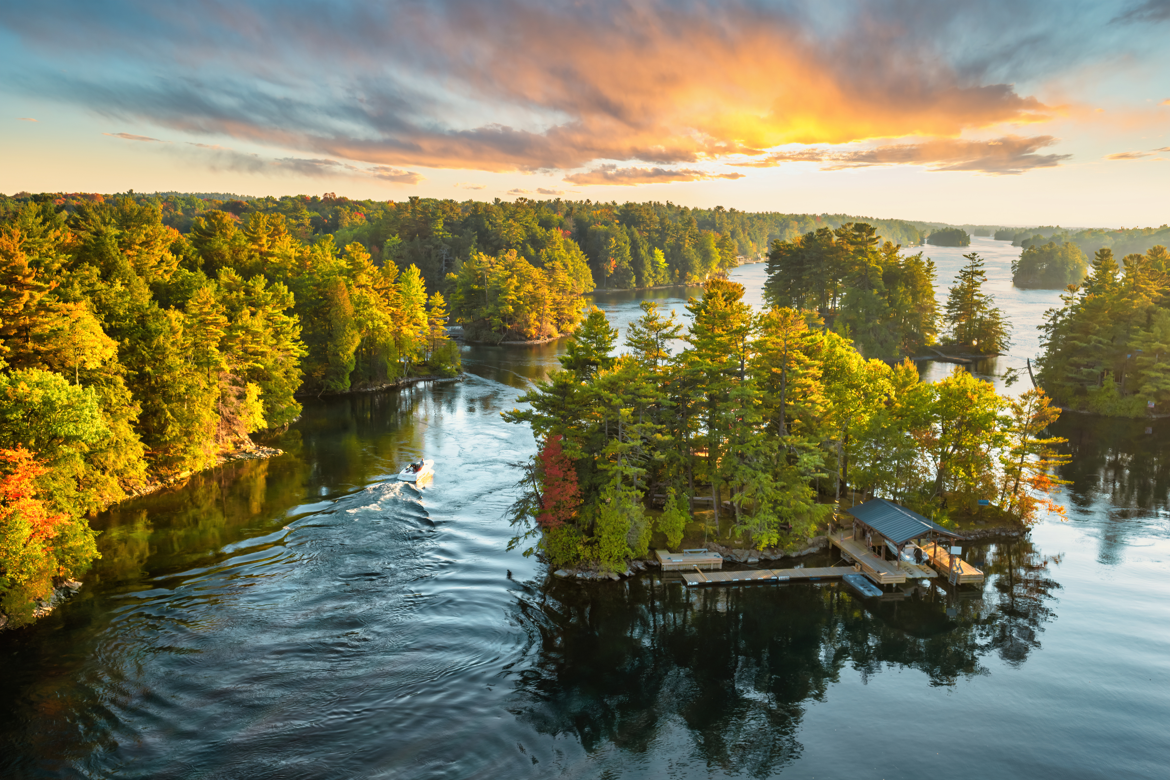 Landscape in Thousand Islands region located on the St Lawrence River
