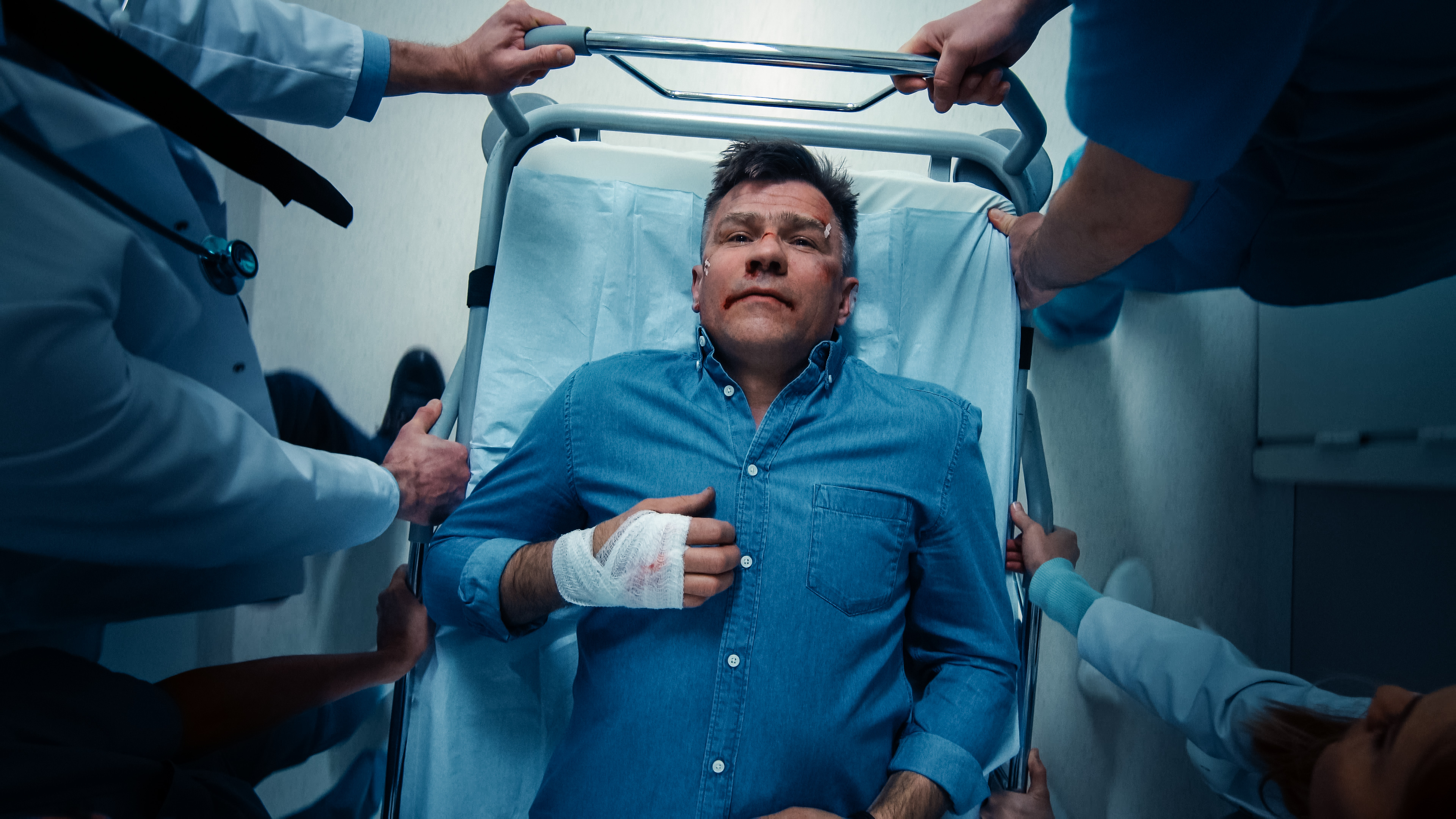 man receiving medical attention