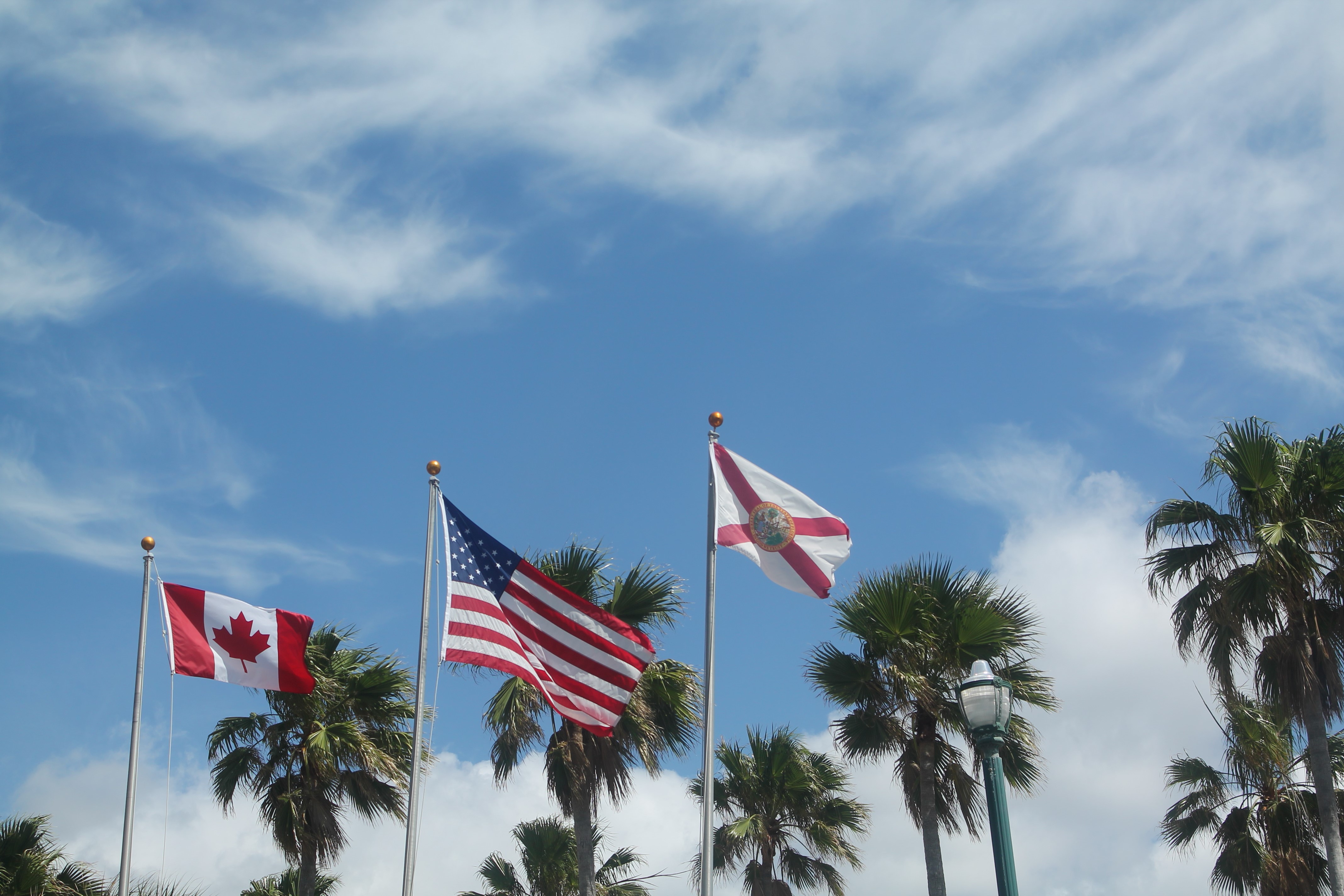 American, Canadian & Florida flags