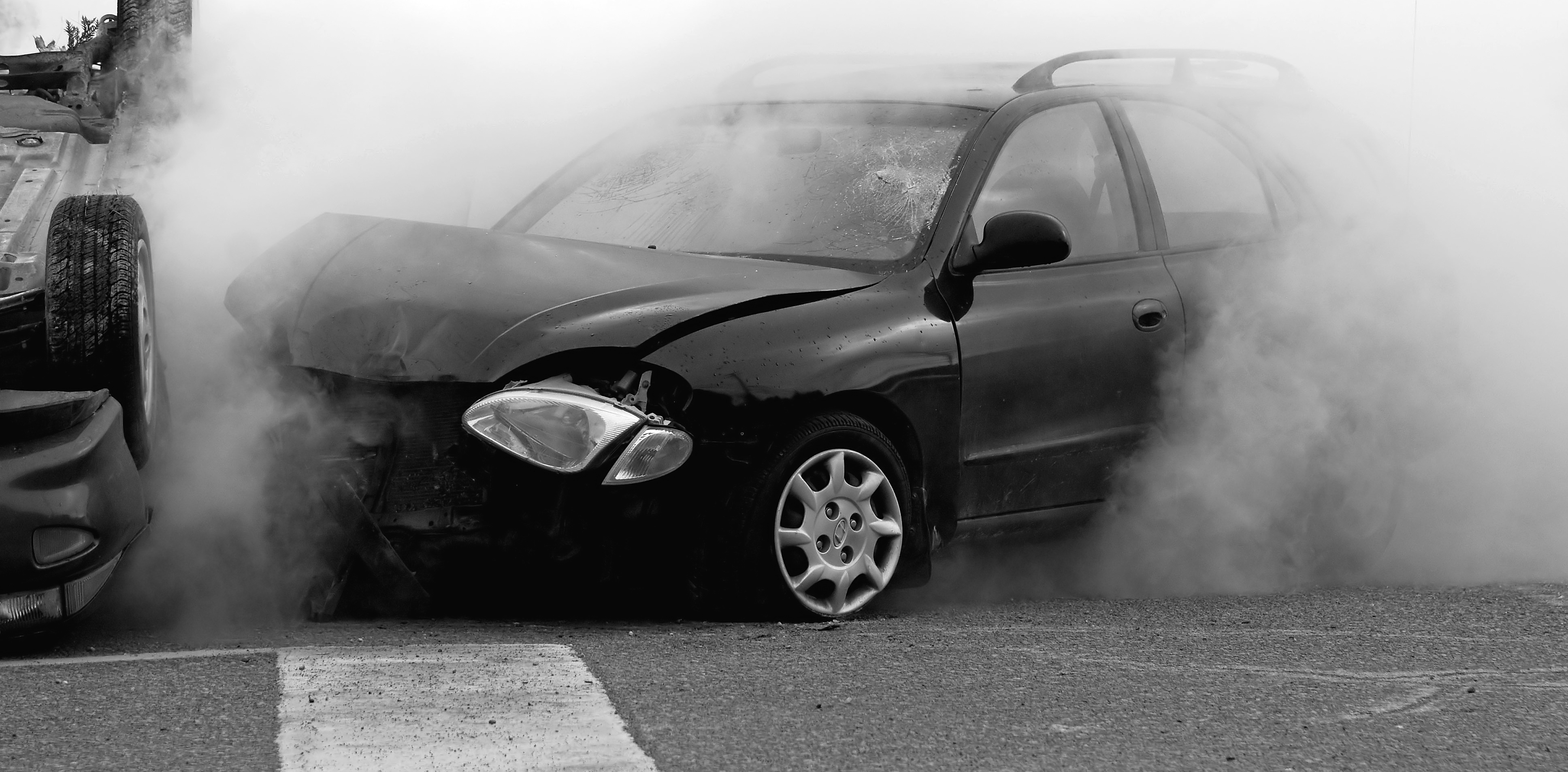 car collision in the fog