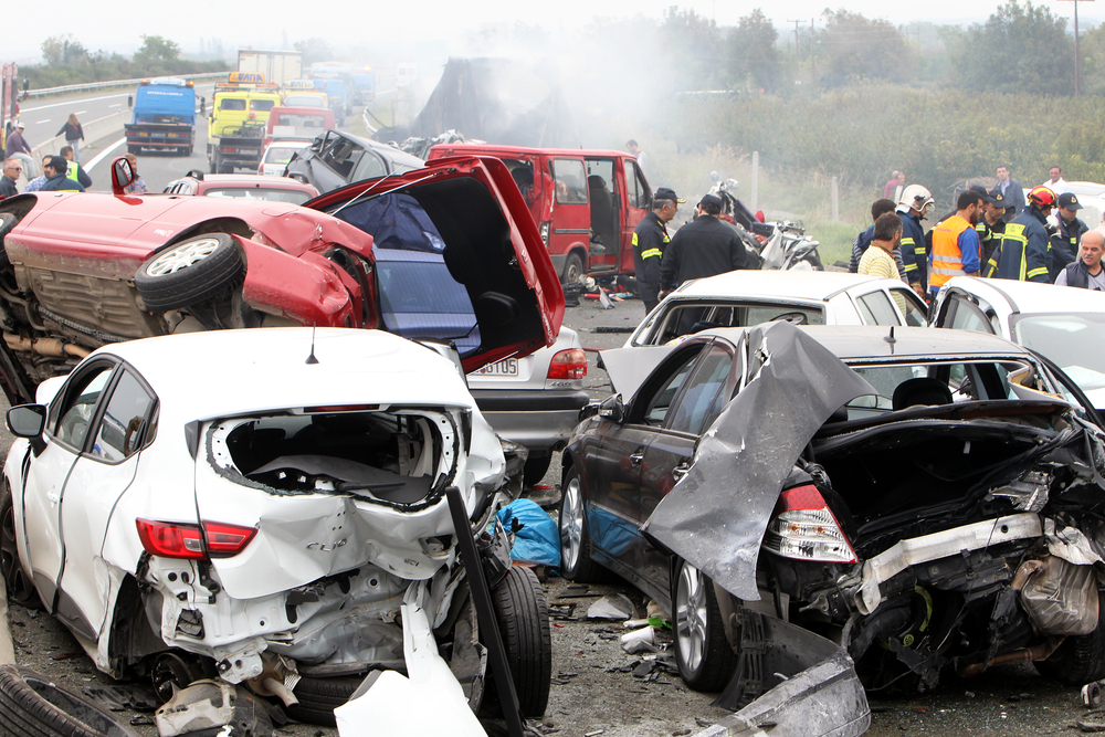 multi-car pile up